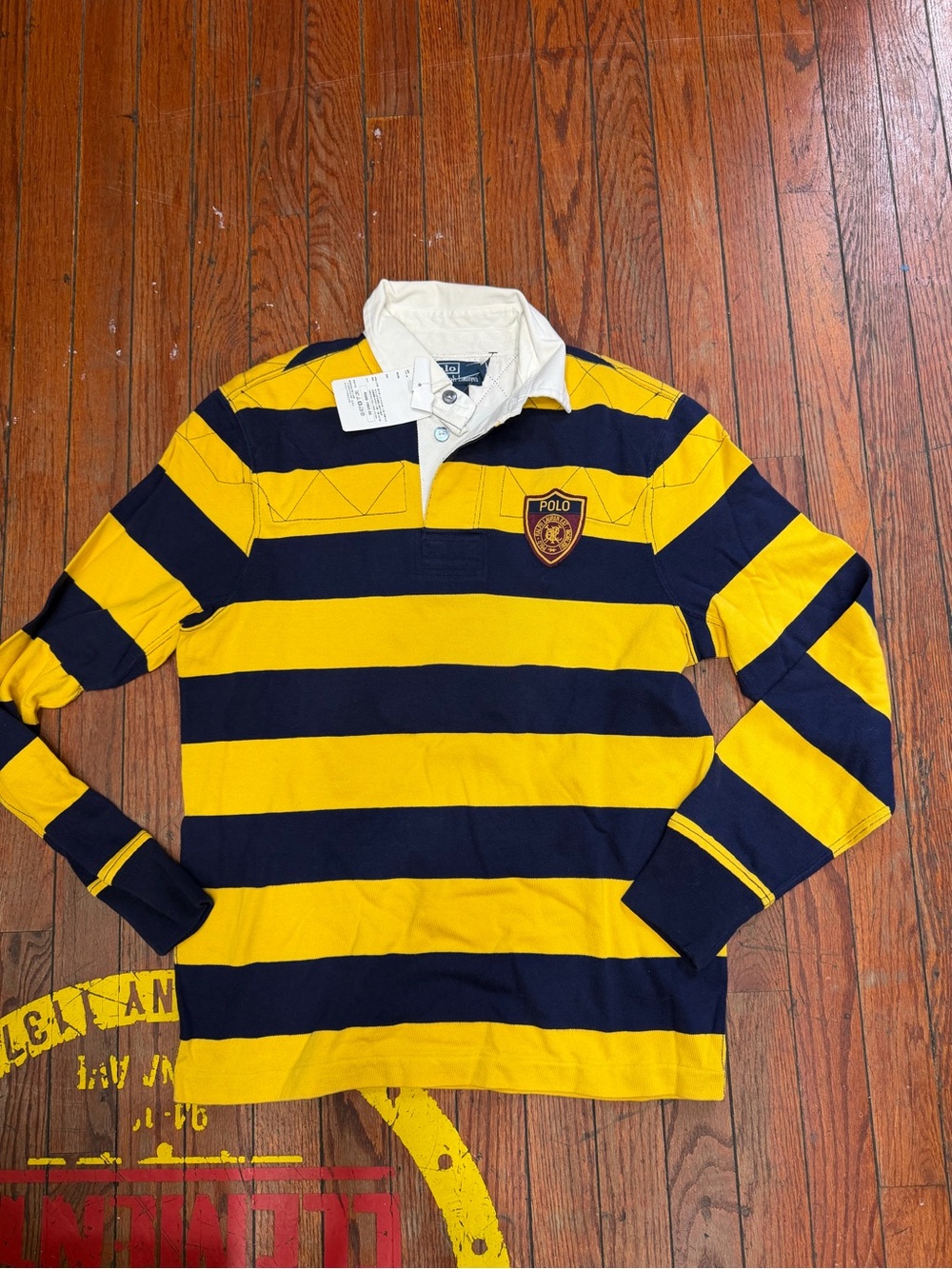 Polo by Ralph Lauren Yellow and Navy Striped Rugby Shirt